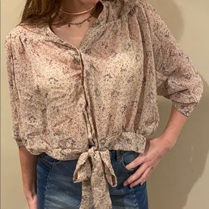 Pottery crop top button with tie